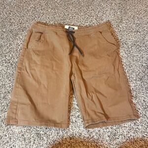 Stitches & Rivets Mens Khaki Shorts Casual Comfort Drawstring Waist Size L‎